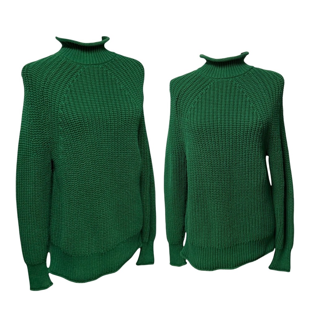 J.Crew Sweater Women M Funnel Neck Cotton Blend Pullover Chunky Knit Heavy Prep